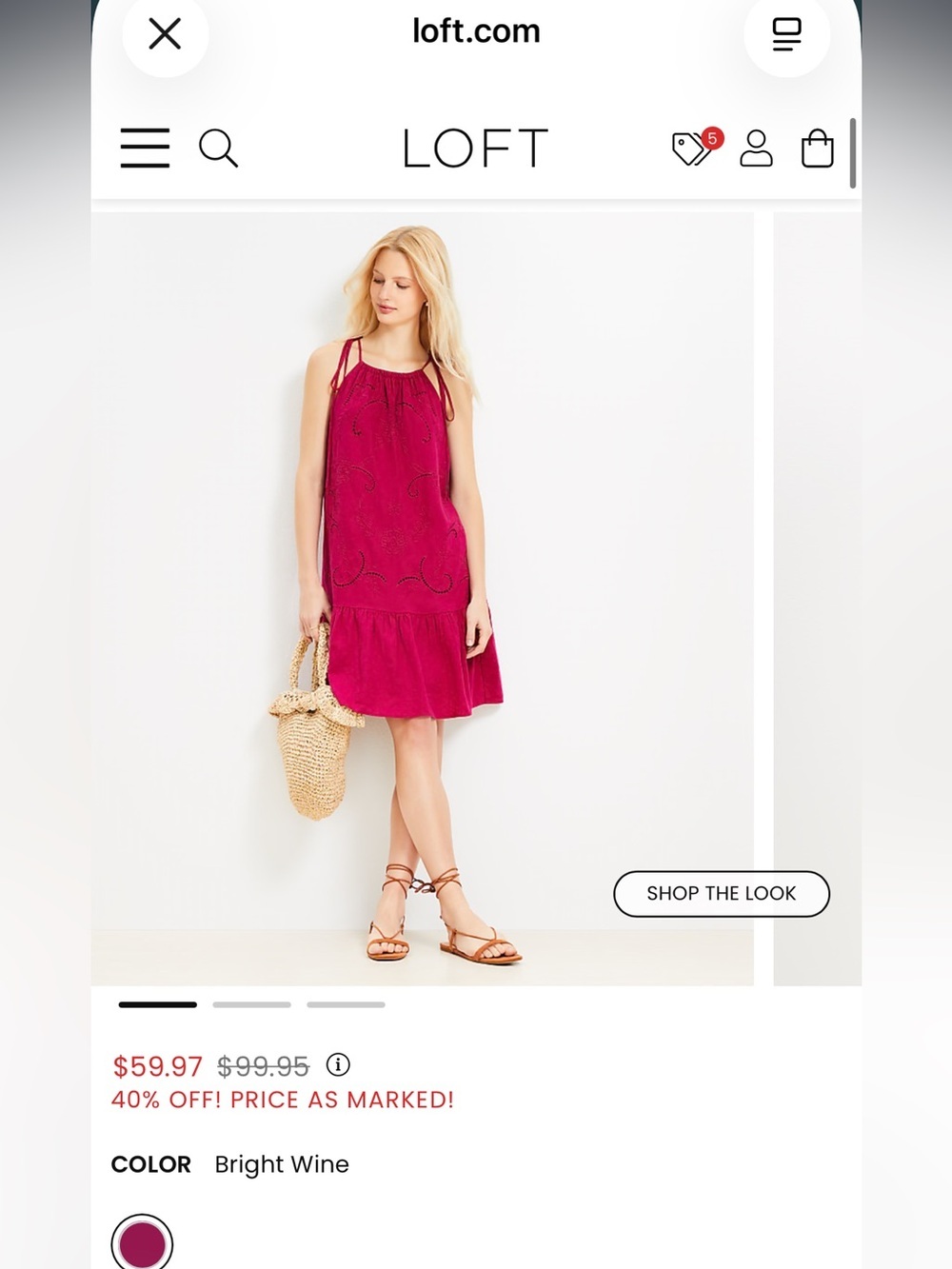 LOFT fuschia Eyelet Tie-Shoulder Sundress ptp 21 web $60